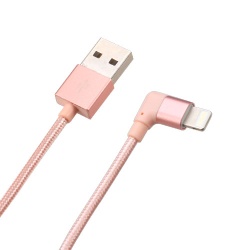 Rose Gold Right-angled Lightning Braided cable 3 FT