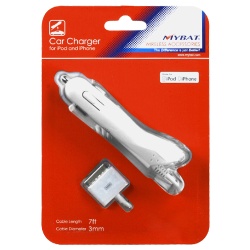 MyBat Car Charger for iPod and iPhone - White