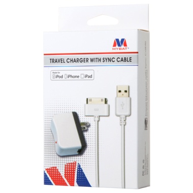 MyBat MFi TRAVEL CHARGER WITH SYNC CABLE  - White