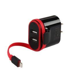 Black 8Pin Travel Charger with Dual USB Ports