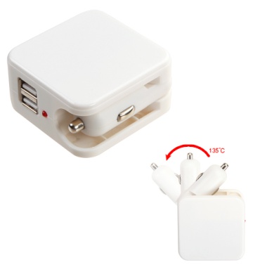 White 2-in-1 Dual USB Car/Travel Charger