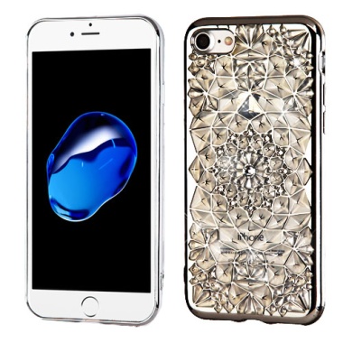 Electroplated Silver Sunflower (Transparent Clear) Diamante Candy Skin Cover