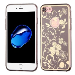 Phoenix-tail Flowers Electroplating (Brown)/Transparent Clear Gummy Cover