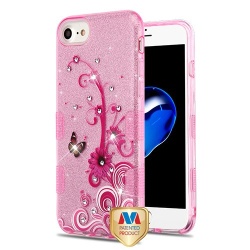 MyBat Full Glitter TUFF Series Case - Butterfly Flowers (Pink) Diamante