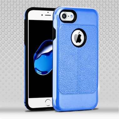 Dark Blue Leather Texture/Black Hybrid Protector Cover