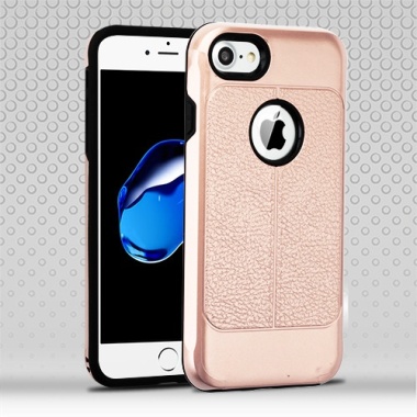 Rose Gold Leather Texture/Black Hybrid Protector Cover