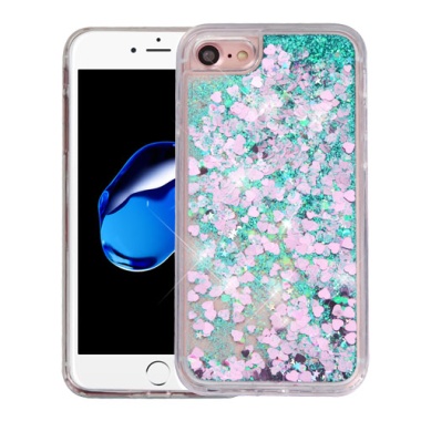 Hearts & Green Quicksand Glitter Hybrid Protector Cover