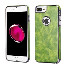 Gun Metal Electroplating & Green Leather Backing Candy Skin Cover