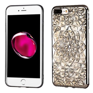 Electroplated Silver Sunflower (Transparent Clear) Diamante Candy Skin Cover