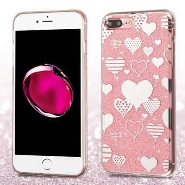 Hearts/Pink Glitter Transparent Clear Gummy Cover