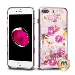 Metallic Silver/Roses Diamante TUFF Panoview Hybrid Protector Cover