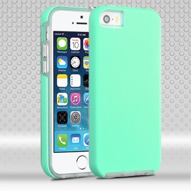 Teal Green Dots Textured/Transparent Clear Fusion Protector Cover