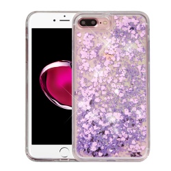 Hearts & Purple Quicksand Glitter Hybrid Protector Cover