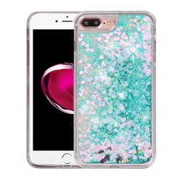 Hearts & Green Quicksand Glitter Hybrid Protector Cover