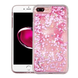 Hearts & Pink Quicksand Glitter Hybrid Protector Cover