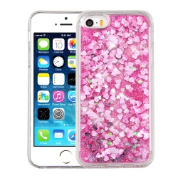 Hearts & Pink Quicksand Glitter Hybrid Protector Cover