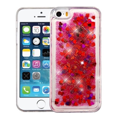 Hearts & Magenta Quicksand Glitter Hybrid Protector Cover