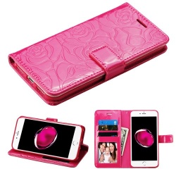 Hot Pink Rose Embossed MyJacket Wallet(GE042) -WP