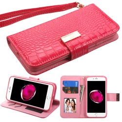 Electric Pink Crocodile-Embossed  MyJacket Wallet(PR206) -WP