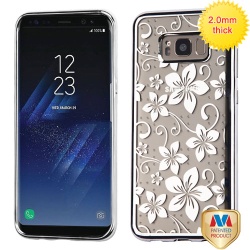 Silver Glassy Hibiscus Flower SPOTS Electroplated Premium Candy Skin Cover