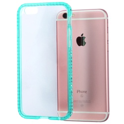 Transparent Clear/Baby Blue Premium Gummy Cover (with Diamante)