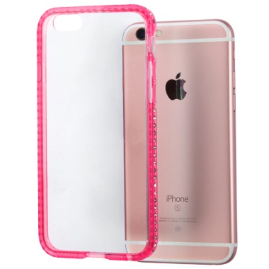 Transparent Clear/Hot Pink Premium Gummy Cover (with Diamante)