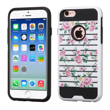 Pink Fresh Roses/Black Brushed Hybrid Protector Cover