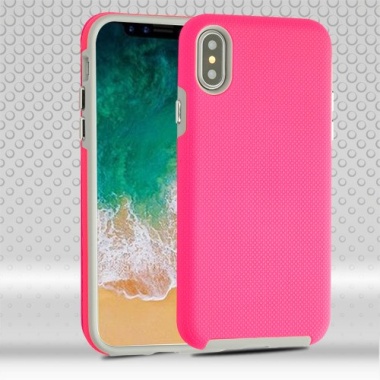 Electric Pink Dots Textured/Light Gray Fusion Protector Cover