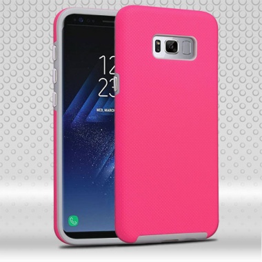 Electric Pink Dots Textured/Light Gray Fusion Protector Cover