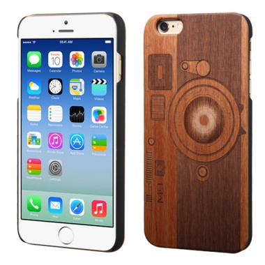 Engraved Real Wood Back Protector Cover-Old School Camera