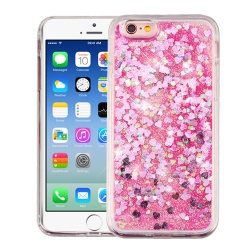 Hearts & Pink Quicksand Glitter Hybrid Protector Cover