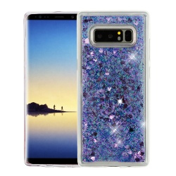 Hearts & Purple Quicksand Glitter Hybrid Protector Cover