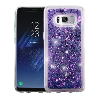 Hearts & Purple Quicksand Glitter Hybrid Protector Cover