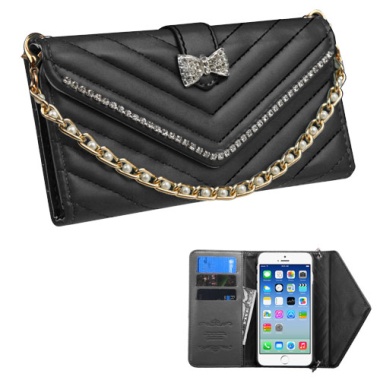 Black Premium Quilted MyJacket Wallet(with Bracelet) (326)