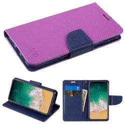 MyBat Liner MyJacket Wallet Crossgrain Series - Purple Pattern / Dark Blue