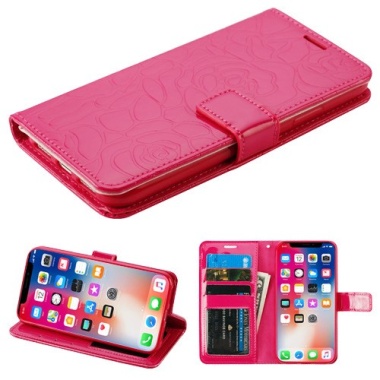 Hot Pink Rose Embossed MyJacket Wallet(GE042) -WP