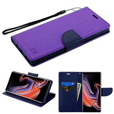 MyBat Liner MyJacket Wallet Crossgrain Series - Purple Pattern / Dark Blue